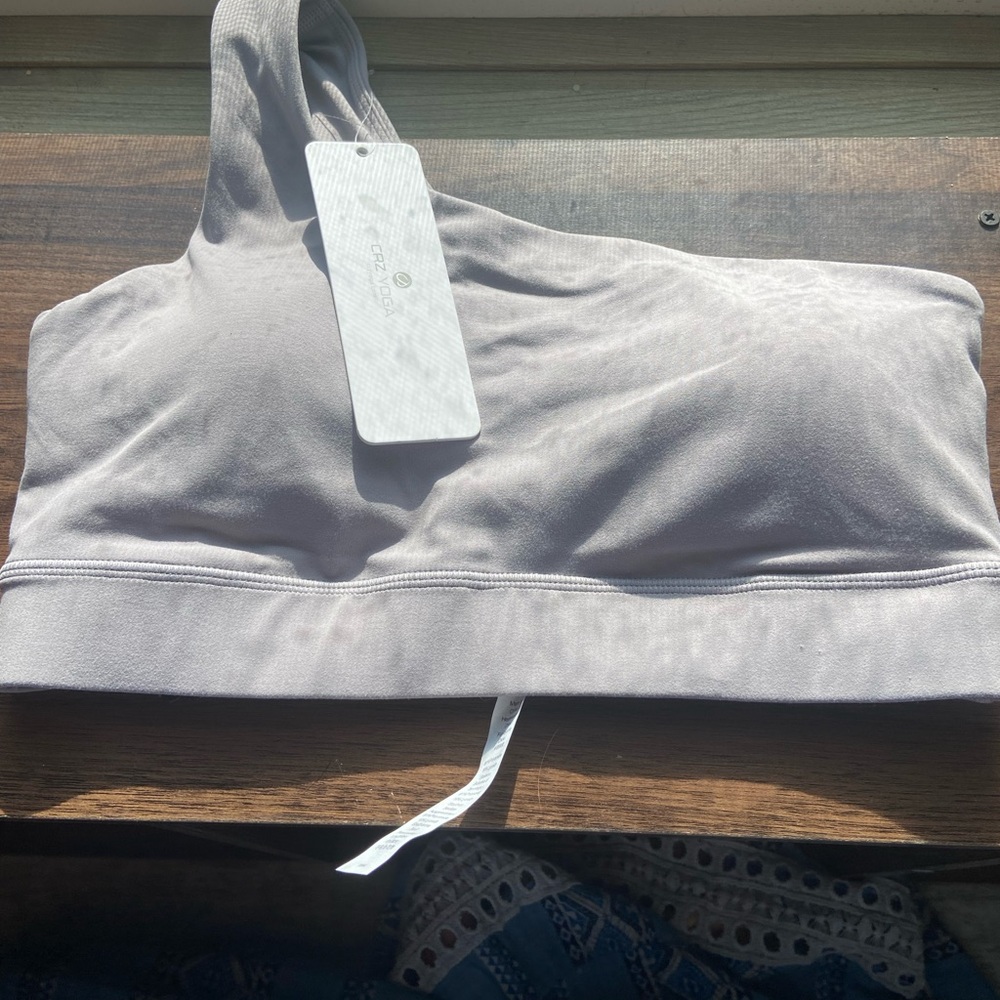 CRZ Yoga One Shoulder Bra Grey Size Small